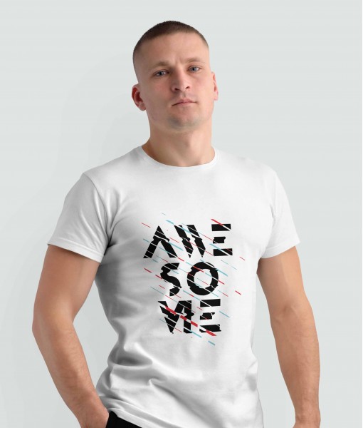 Мъжка тениска с щампа Текст и надписи AWESOME - TShirtArtShop.com